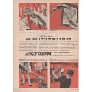 1961 True Temper Rocket Tools Vintage Print Ad Mid Century Wife Hardware Garden